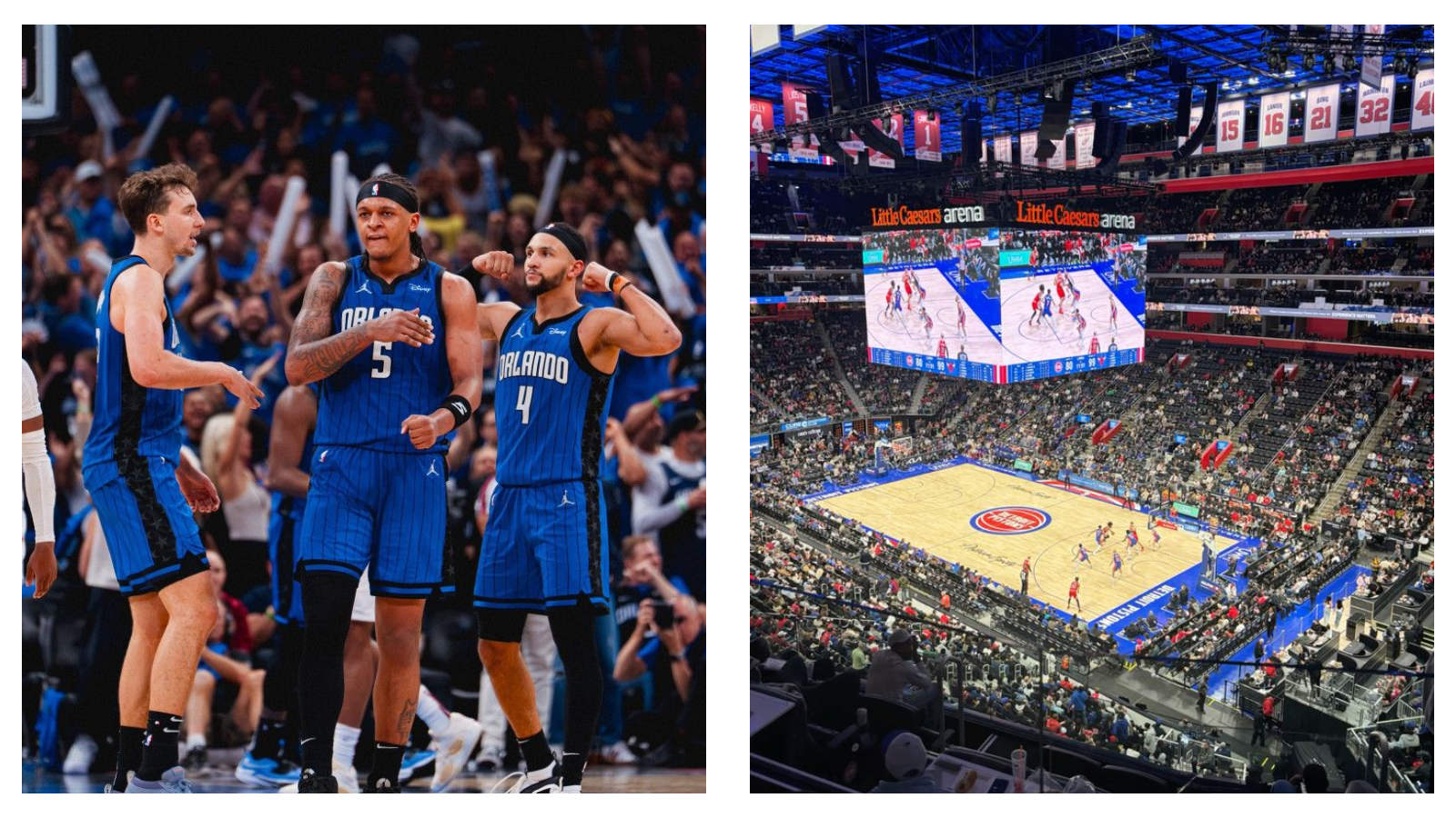 Orlando magic get upset win over Detroit Piston in game one of NBA Playoffs.